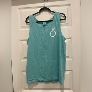 Comfort Colors- Teal Ring Tank Top- Size Large